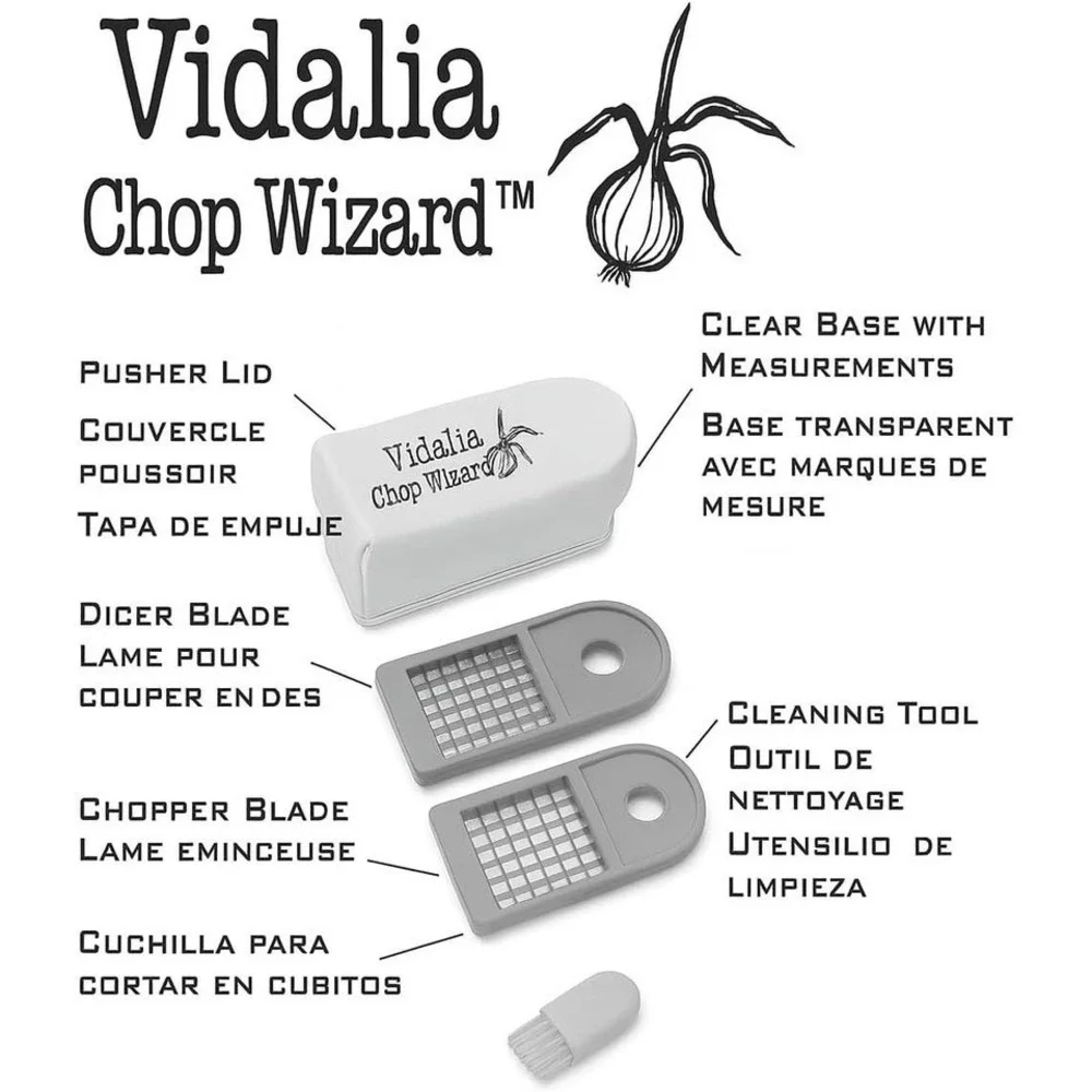 Vidalia Chop Wizard, Vegetable and Fruit Chopper with 2 Cup Base, Stainless Stee